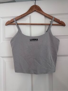 Lorna Jane Gray Logo Cropped Cami Tank Top